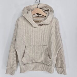 Abercrombie Kids Girls Hoodie 5/6 Oatmeal Ribbed Knit Pullover Sweatshirt Cozy